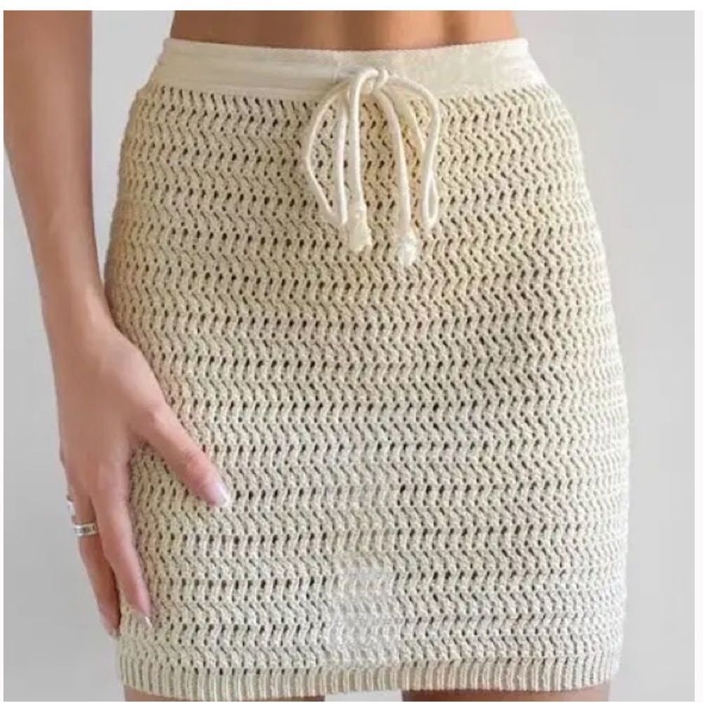 Free People Beach Brandi Mini Cotton Crochet Knit Skirt Bathing Suit Cover